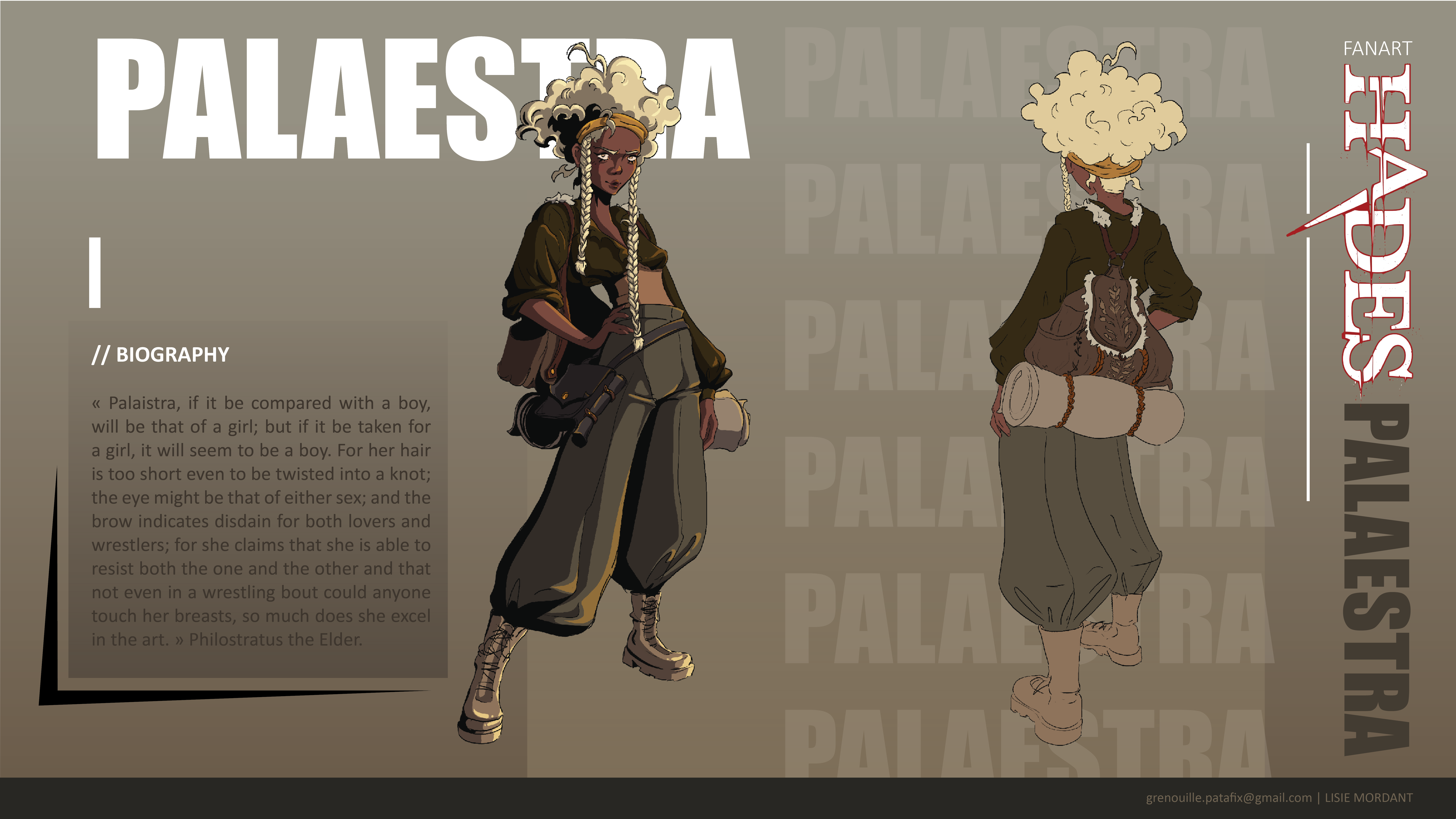 Chara Design inspired by Greek mythology, specifically Palaestra